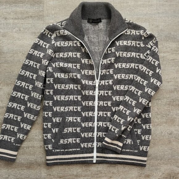 VERSACE MEN'S KNIT SWEATER CARDIGAN JACKET - Picture 1 of 14